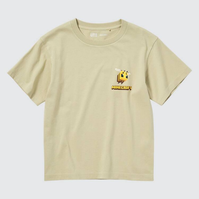 Kids' Uniqlo Minecraft Ut Graphic T Shirts Beige | WFHG-51386