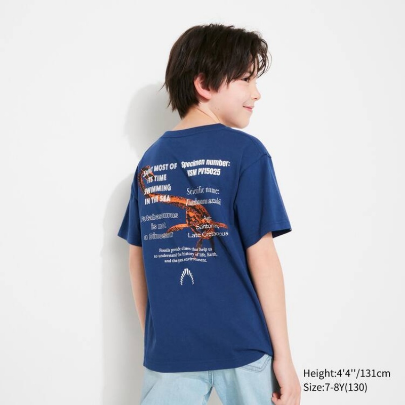 Kids' Uniqlo National Museum Of Nature And Science Tokyo Ut Graphic T Shirts Blue | EGFH-92160