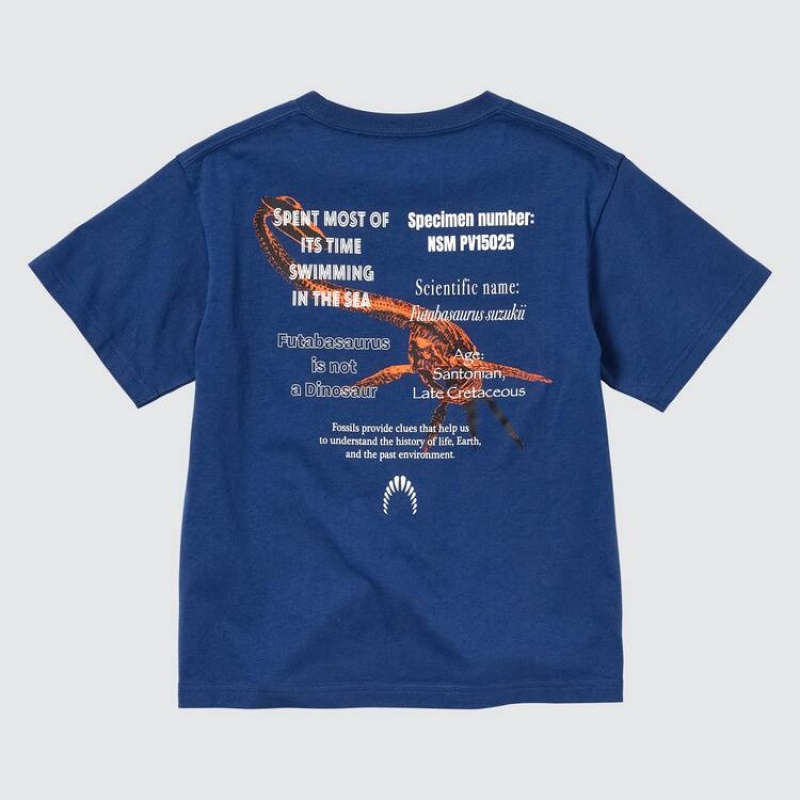 Kids' Uniqlo National Museum Of Nature And Science Tokyo Ut Graphic T Shirts Blue | EGFH-92160