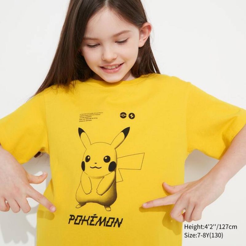 Kids\' Uniqlo Pokemon Ut Graphic T Shirts Yellow | EXNW-48136