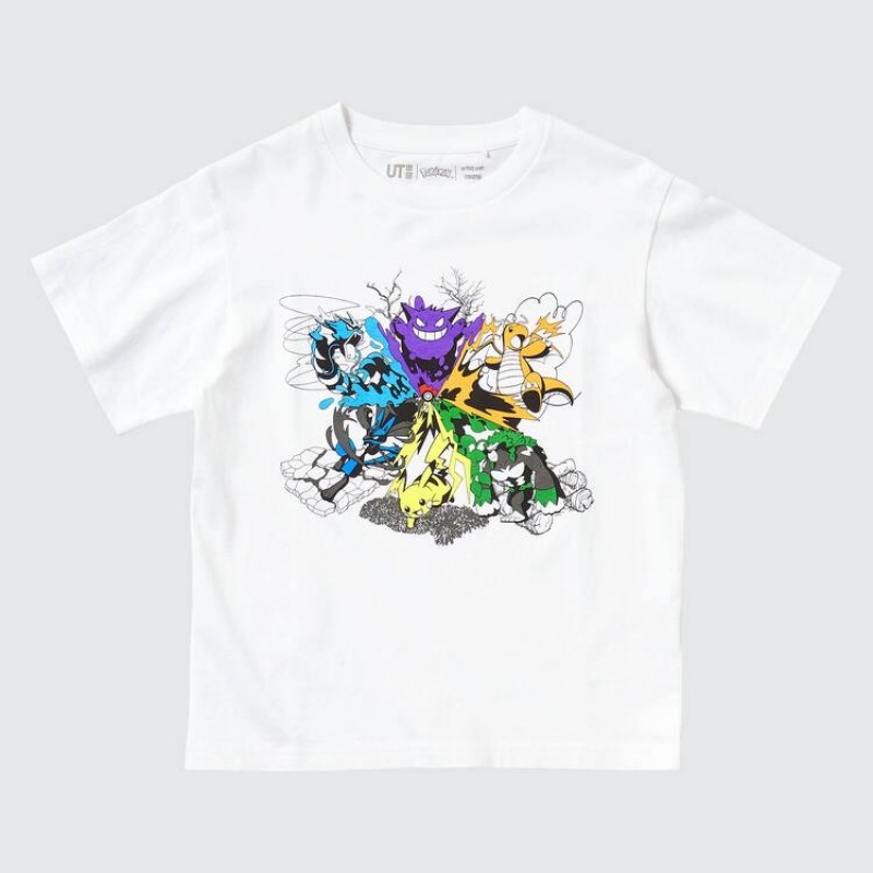 Kids' Uniqlo Pokémon Meets Artist Ut Graphic T Shirts White | ZNMV-02175