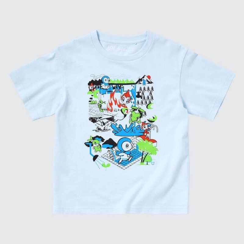 Kids' Uniqlo Pokémon Meets Artist Ut Graphic T Shirts Light Blue | XMQA-53897