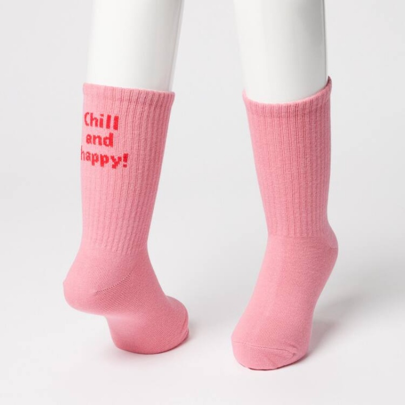 Kids' Uniqlo Regular (Three Pairs) Socks Pink / Yellow | RKNG-38196