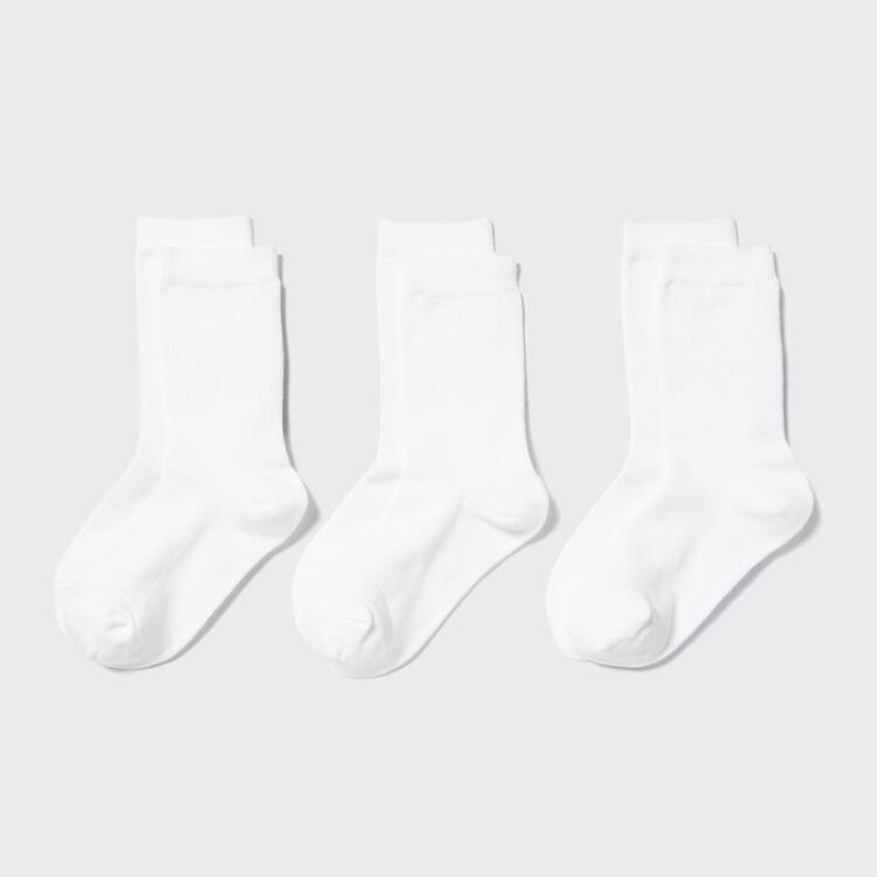 Kids\' Uniqlo Regular (Three Pairs) Socks White | ECRA-04985