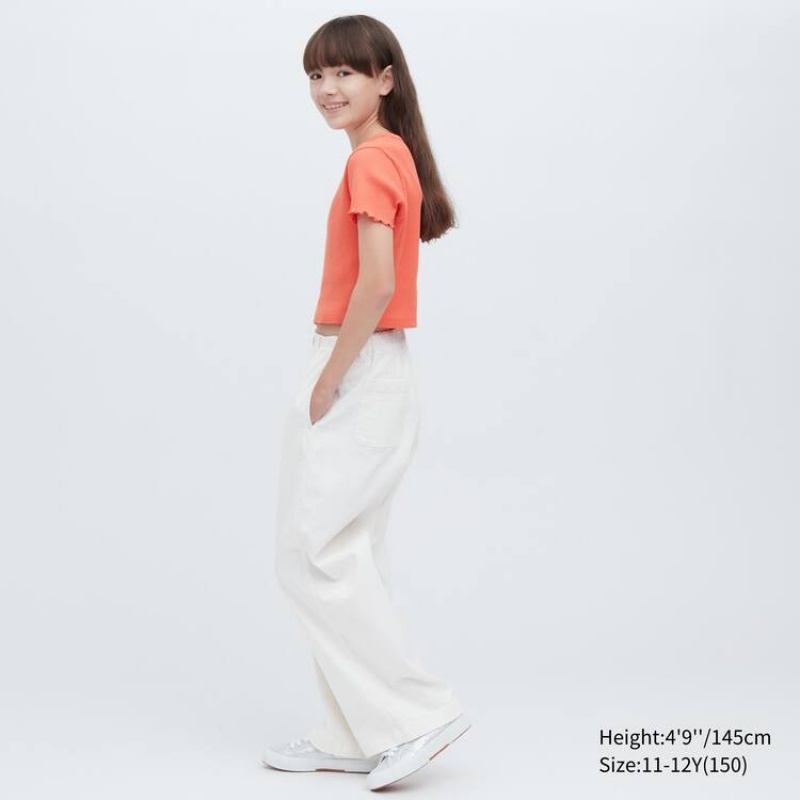 Kids' Uniqlo Ribbed Cropped T Shirts Orange | EMGN-20735