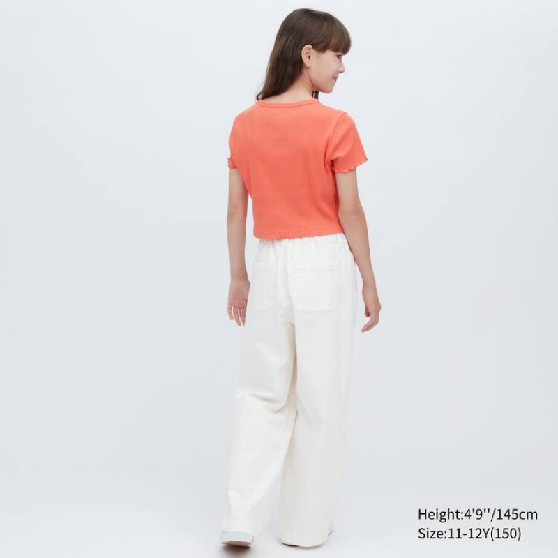 Kids' Uniqlo Ribbed Cropped T Shirts Orange | EMGN-20735