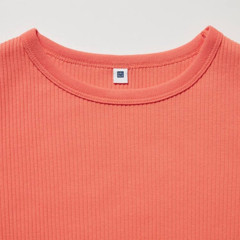 Kids' Uniqlo Ribbed Cropped T Shirts Orange | EMGN-20735