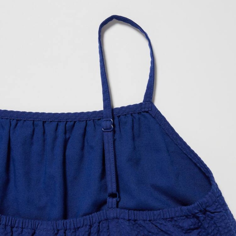 Kids' Uniqlo Seersucker Camisole Dress Blue | SBQE-64510