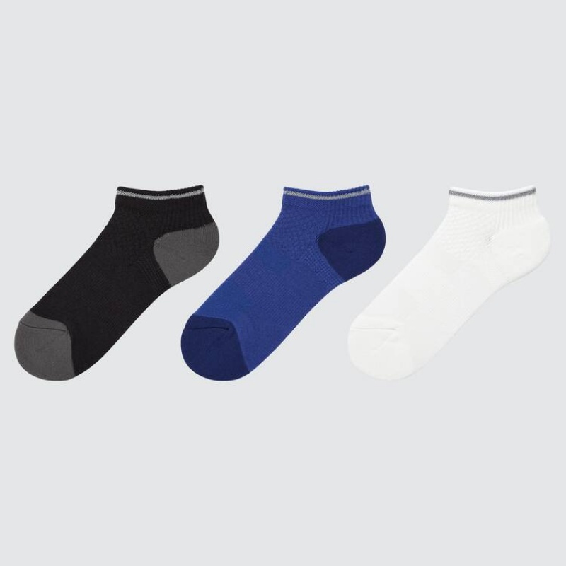 Kids\' Uniqlo Short (Three Pairs) Socks Black / Blue / White | JLSA-85903