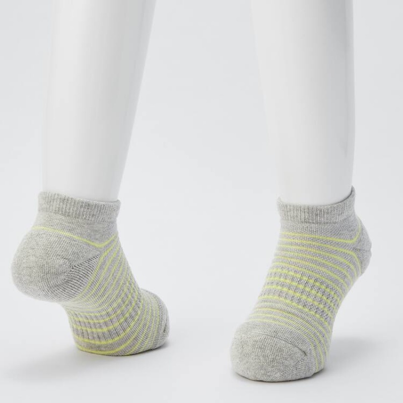 Kids' Uniqlo Short (Three Pairs) Socks Grey / White / Blue | KXGU-07416