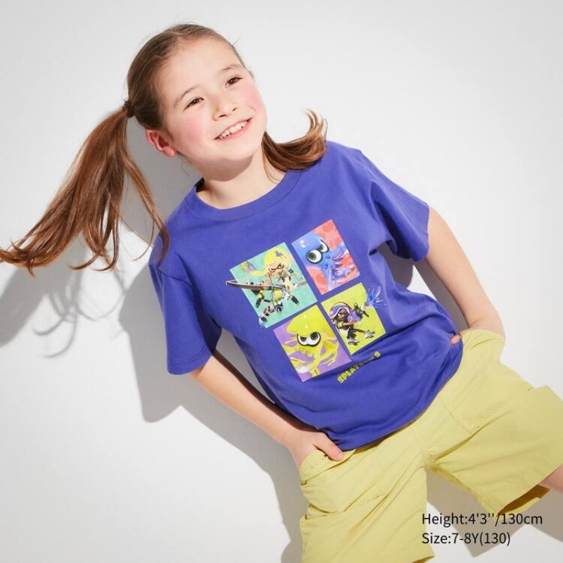 Kids' Uniqlo Splatoon 3 Ut Graphic T Shirts Blue | AMLI-70253