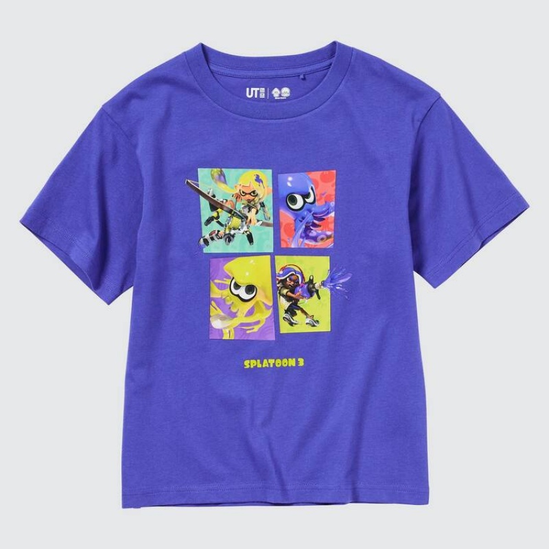 Kids' Uniqlo Splatoon 3 Ut Graphic T Shirts Blue | AMLI-70253