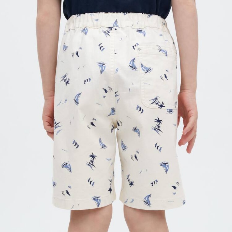 Kids' Uniqlo Stretch Printed Easy Shorts White | XDKT-72053