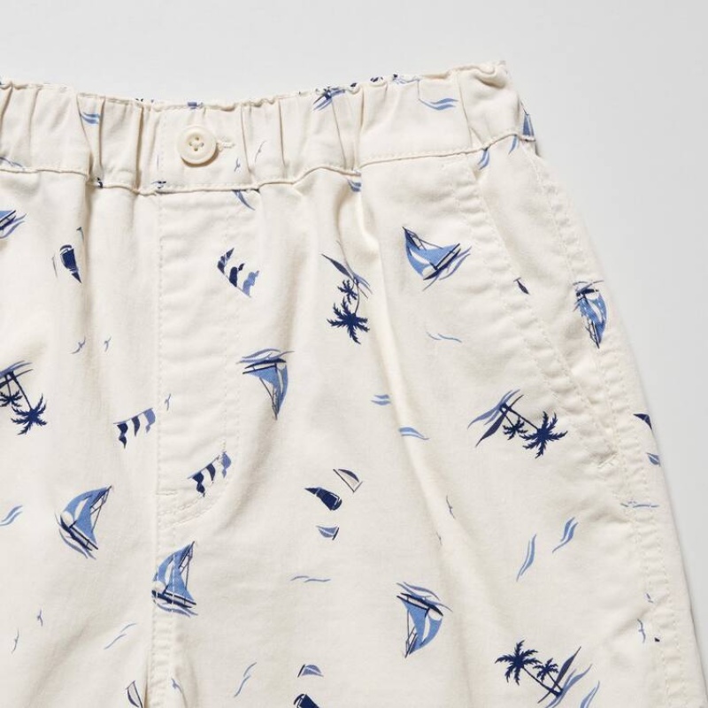 Kids' Uniqlo Stretch Printed Easy Shorts White | XDKT-72053