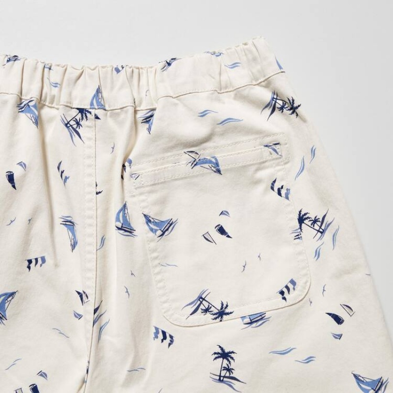 Kids' Uniqlo Stretch Printed Easy Shorts White | XDKT-72053