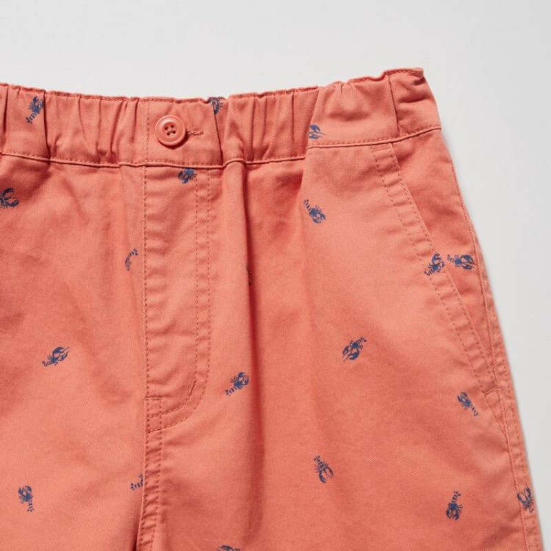 Kids' Uniqlo Stretch Printed Easy Shorts Orange | RUSE-96013