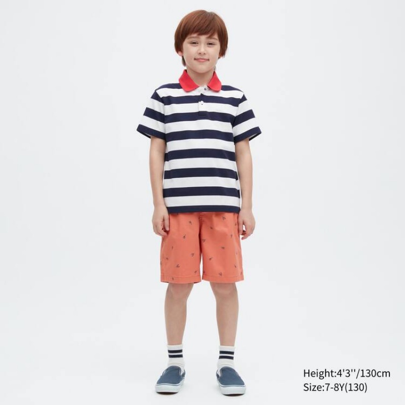 Kids' Uniqlo Stretch Printed Easy Shorts Orange | RUSE-96013