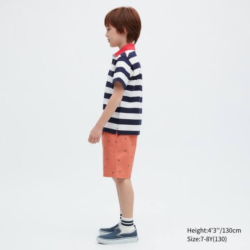 Kids' Uniqlo Stretch Printed Easy Shorts Orange | RUSE-96013