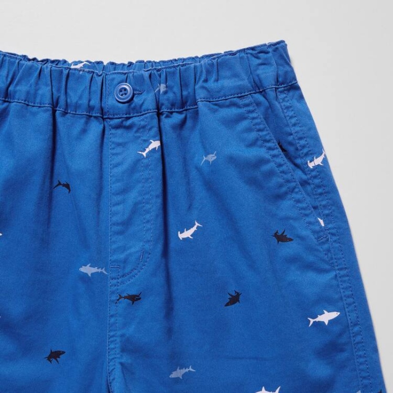 Kids' Uniqlo Stretch Printed Easy Shorts Blue | JVMB-14859