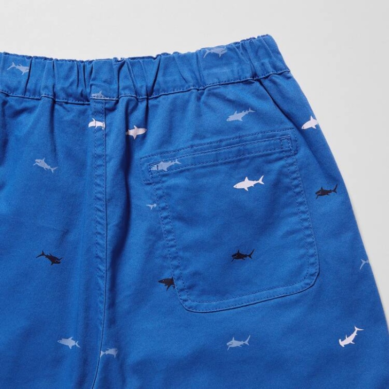 Kids' Uniqlo Stretch Printed Easy Shorts Blue | JVMB-14859