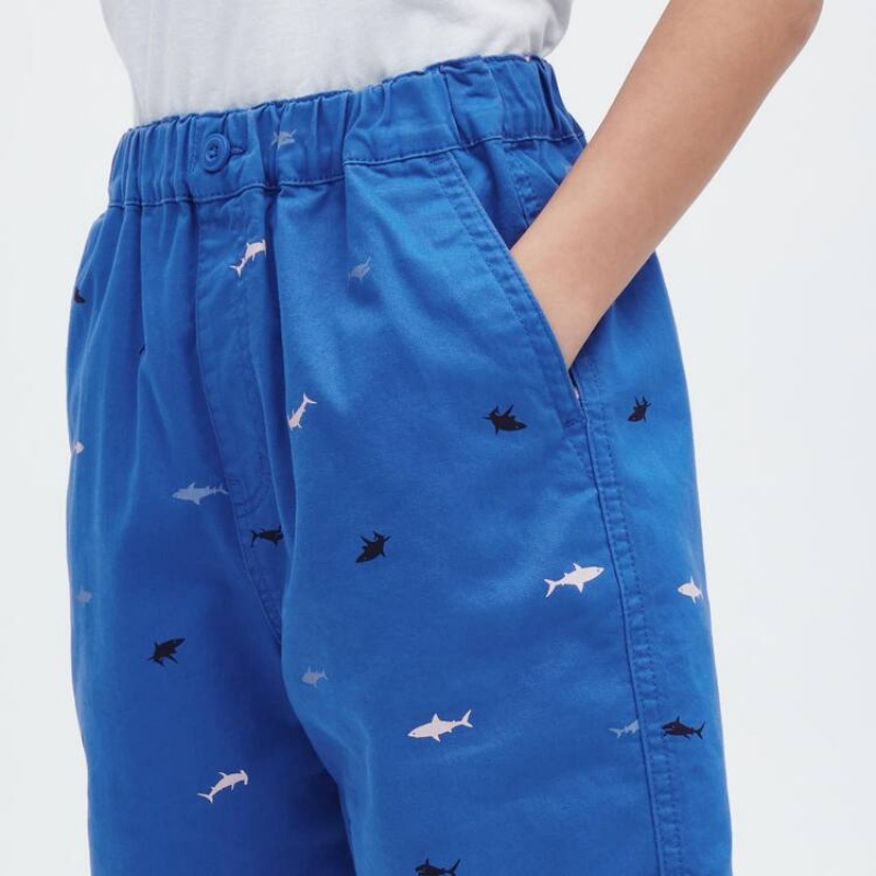 Kids' Uniqlo Stretch Printed Easy Shorts Blue | JVMB-14859