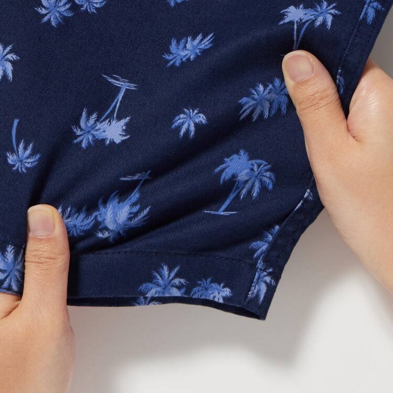 Kids' Uniqlo Stretch Printed Easy Shorts Navy | BGZN-29546