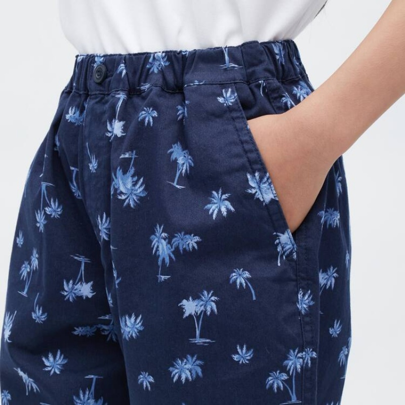 Kids' Uniqlo Stretch Printed Easy Shorts Navy | BGZN-29546