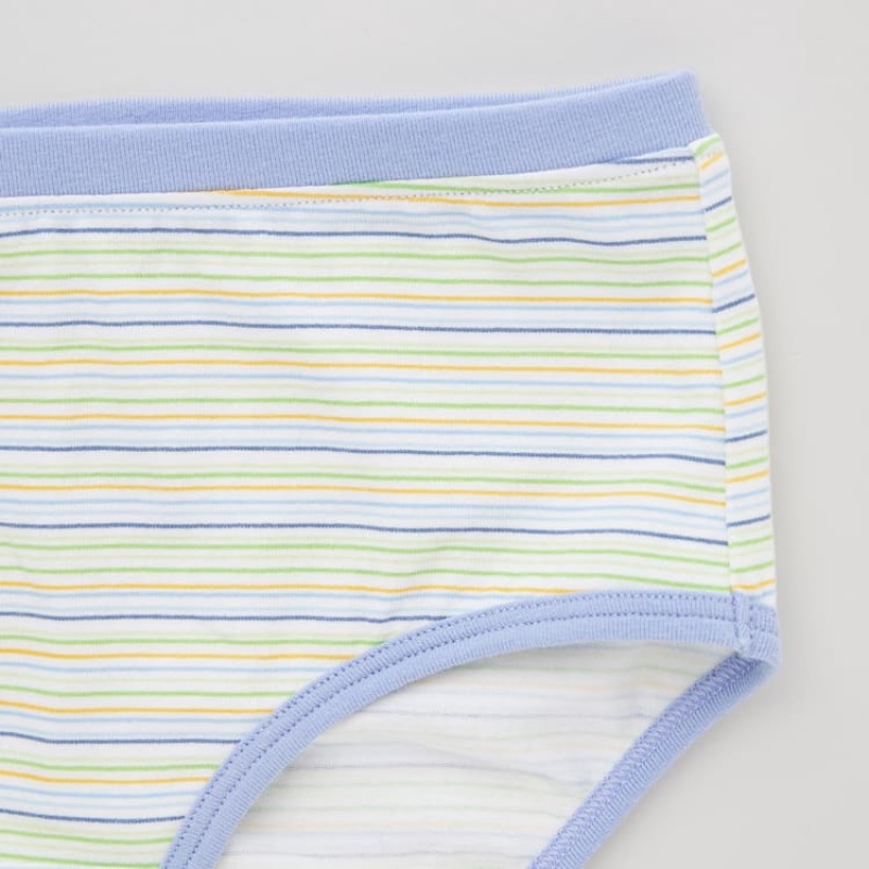 Kids' Uniqlo Striped Hiphugger (Three Pairs) Underwear Blue / Green | TMLV-68210