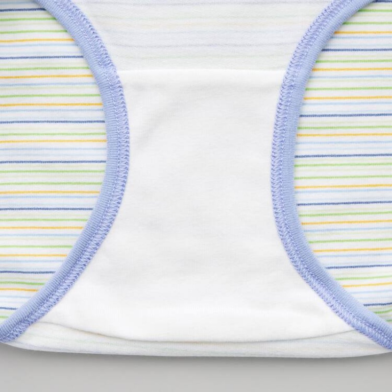 Kids' Uniqlo Striped Hiphugger (Three Pairs) Underwear Blue / Green | TMLV-68210