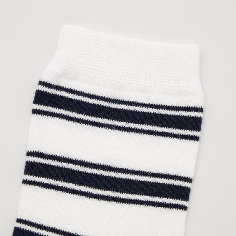 Kids' Uniqlo Striped Regular (Three Pairs) Socks Blue / White / Black | JIMR-90243