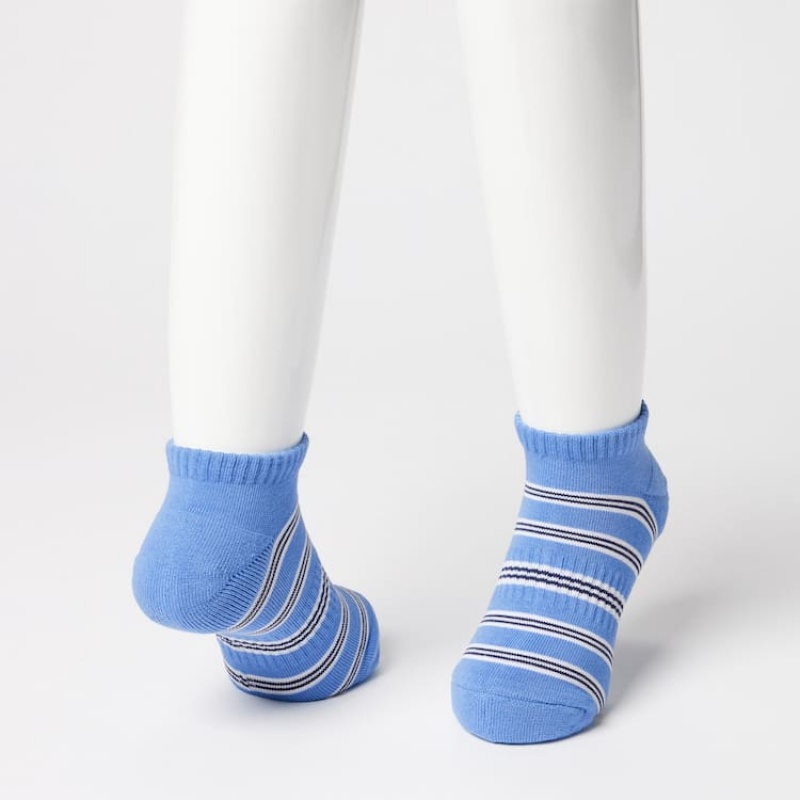 Kids' Uniqlo Striped Short (Three Pairs) Socks Blue / White / Green | CRWA-70465