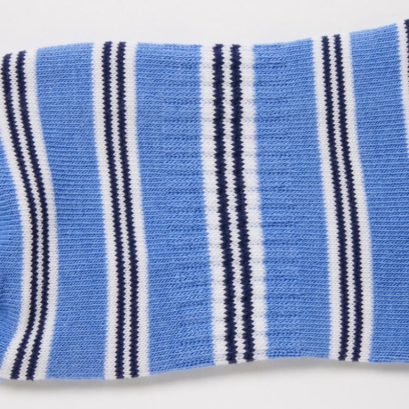 Kids' Uniqlo Striped Short (Three Pairs) Socks Blue / White / Green | CRWA-70465