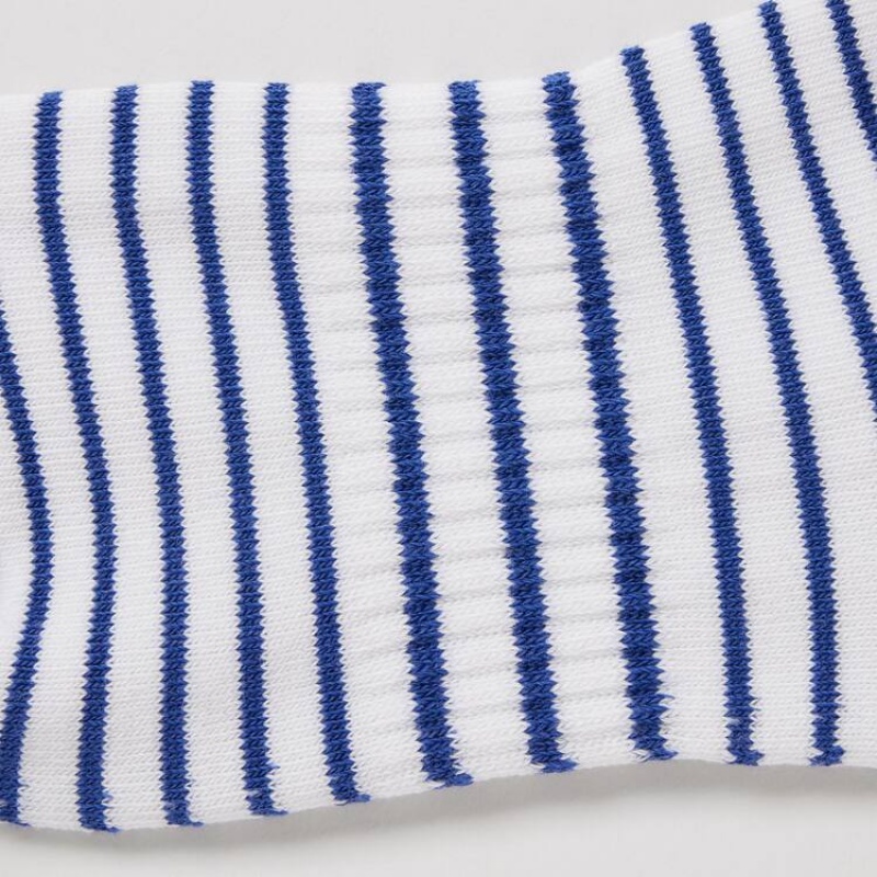 Kids' Uniqlo Striped Short (Three Pairs) Socks Blue / White / Green | CRWA-70465