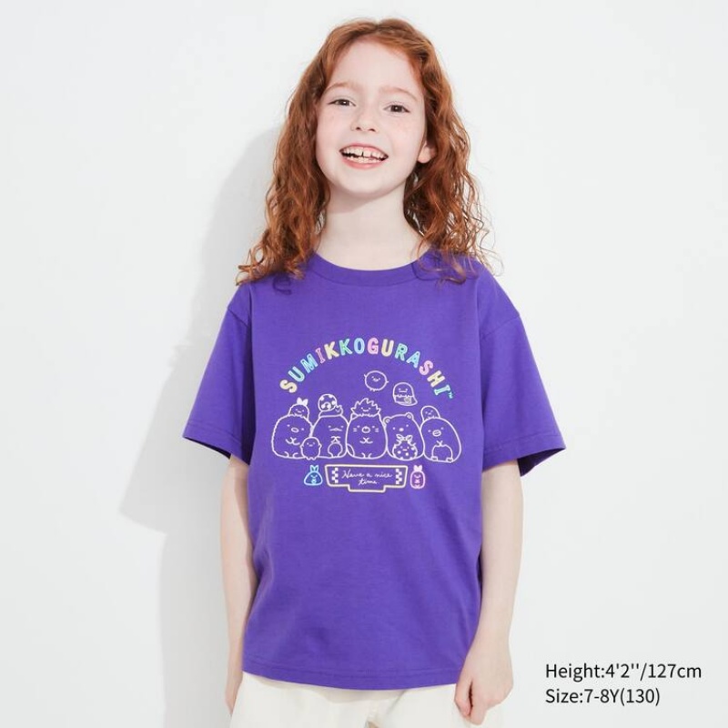 Kids' Uniqlo Sumikkogurashi Ut Graphic T Shirts Purple | OGXW-47036