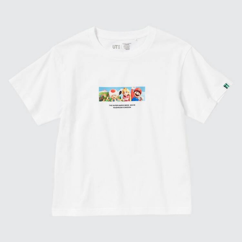 Kids' Uniqlo The Super Mario Bros Movie Ut Graphic T Shirts White | DNUE-60359