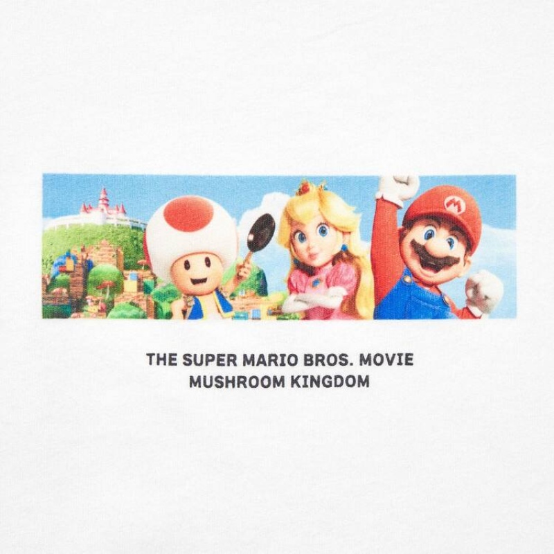 Kids' Uniqlo The Super Mario Bros Movie Ut Graphic T Shirts White | DNUE-60359