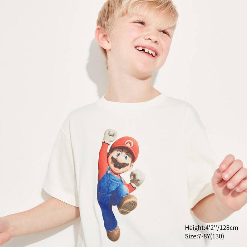 Kids\' Uniqlo The Super Mario Bros Movie Ut Graphic T Shirts White | FWNX-39154