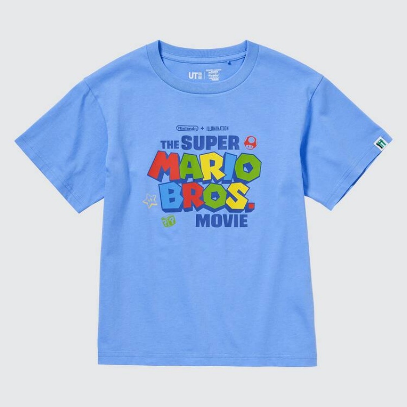 Kids' Uniqlo The Super Mario Bros Movie Ut Graphic T Shirts Blue | SIDG-14360