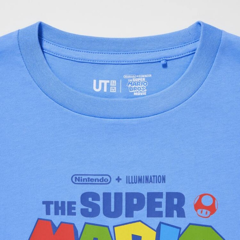 Kids' Uniqlo The Super Mario Bros Movie Ut Graphic T Shirts Blue | SIDG-14360