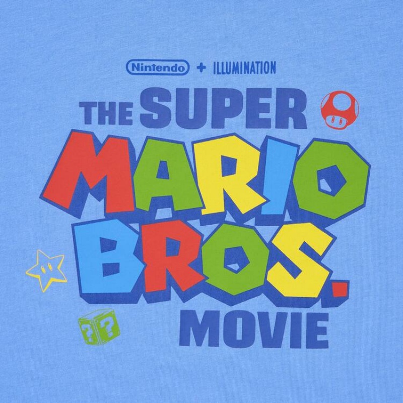 Kids' Uniqlo The Super Mario Bros Movie Ut Graphic T Shirts Blue | SIDG-14360