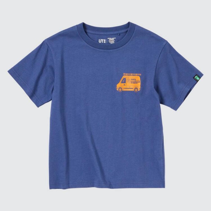 Kids' Uniqlo The Super Mario Bros Movie Ut Graphic T Shirts Blue | GKWO-31456