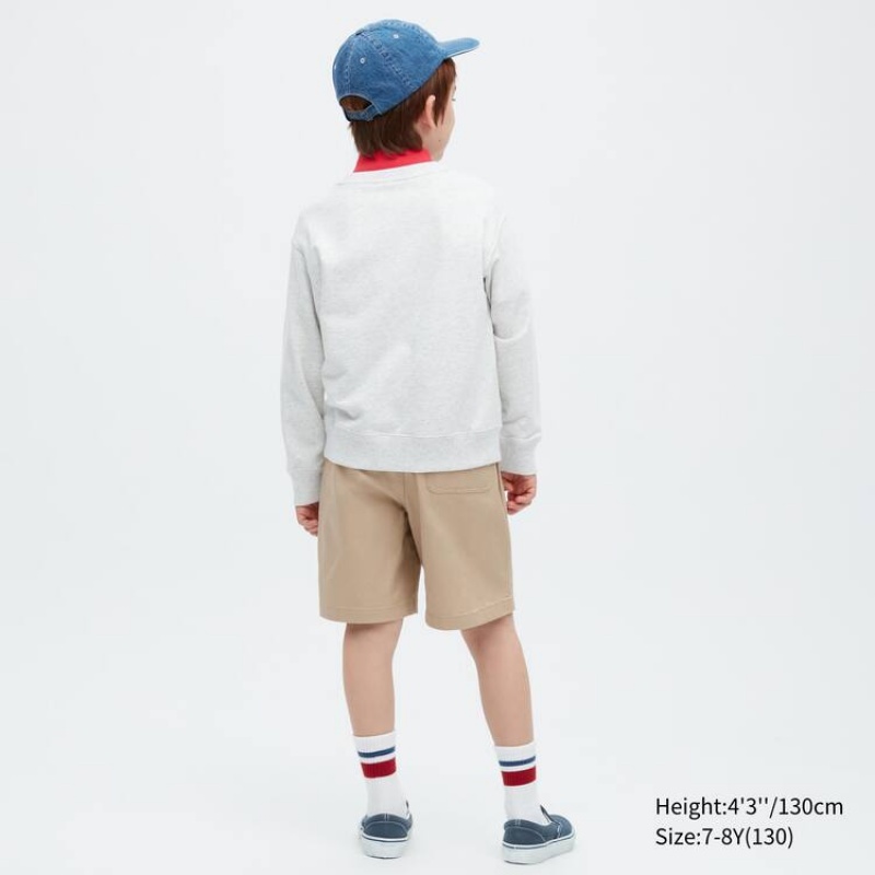 Kids' Uniqlo Twill Stretch Easy Shorts Beige | BODN-35748