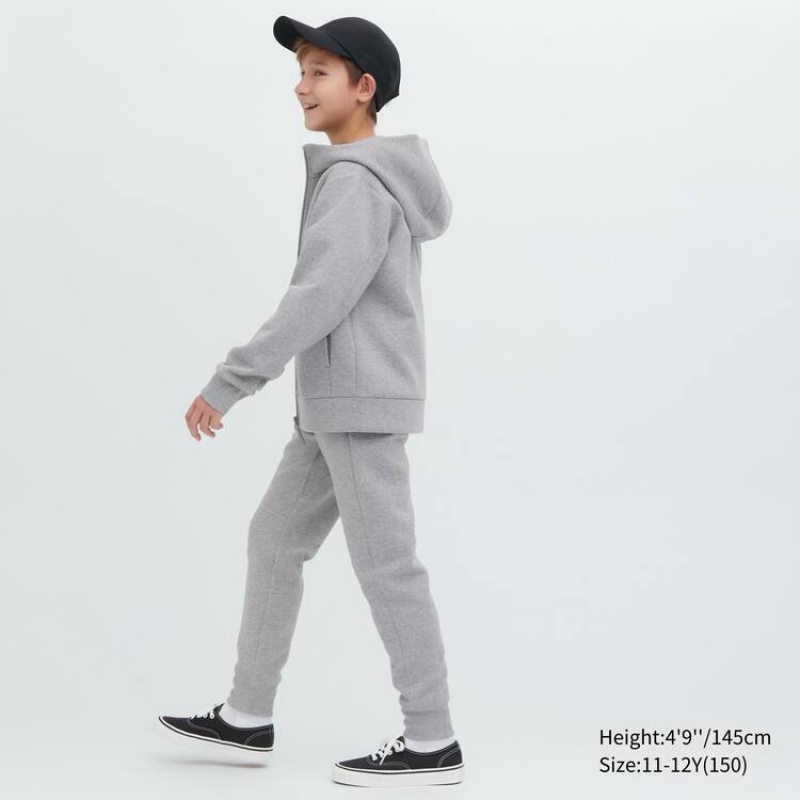 Kids' Uniqlo Ultra Stretch Dry Sweat Zipped Hoodie Grey | STFQ-90165