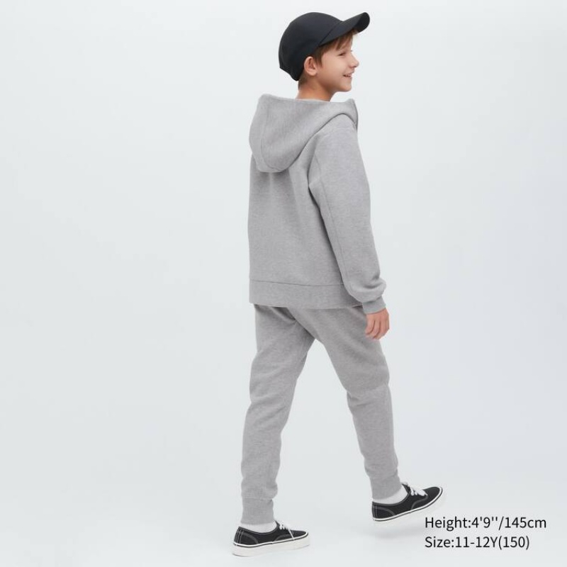 Kids' Uniqlo Ultra Stretch Dry Sweat Zipped Hoodie Grey | STFQ-90165