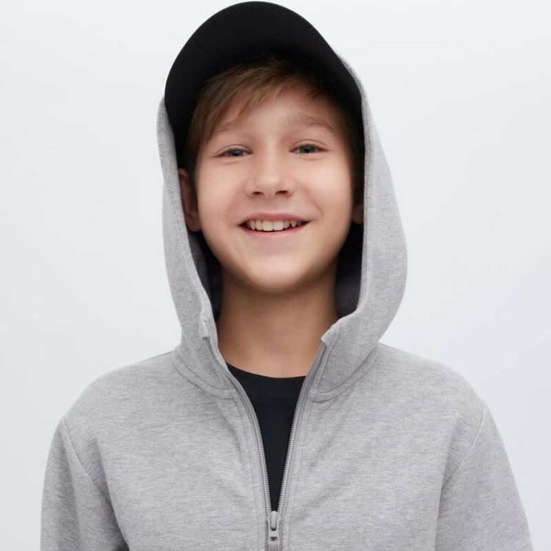 Kids' Uniqlo Ultra Stretch Dry Sweat Zipped Hoodie Grey | STFQ-90165