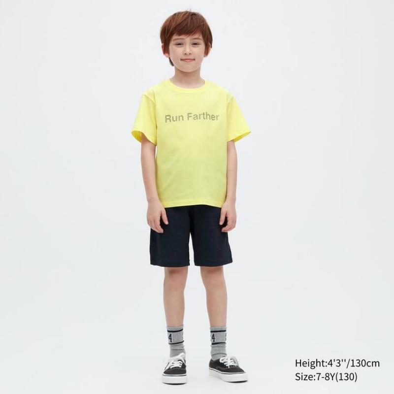 Kids' Uniqlo Ultra Stretch Dry-ex Crew Neck Short Sleeved T Shirts Yellow | RGDK-59301