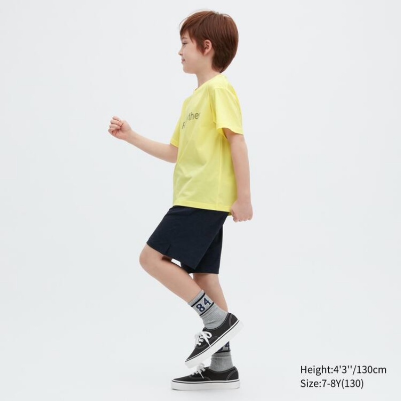 Kids' Uniqlo Ultra Stretch Dry-ex Crew Neck Short Sleeved T Shirts Yellow | RGDK-59301