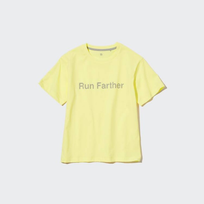 Kids' Uniqlo Ultra Stretch Dry-ex Crew Neck Short Sleeved T Shirts Yellow | RGDK-59301