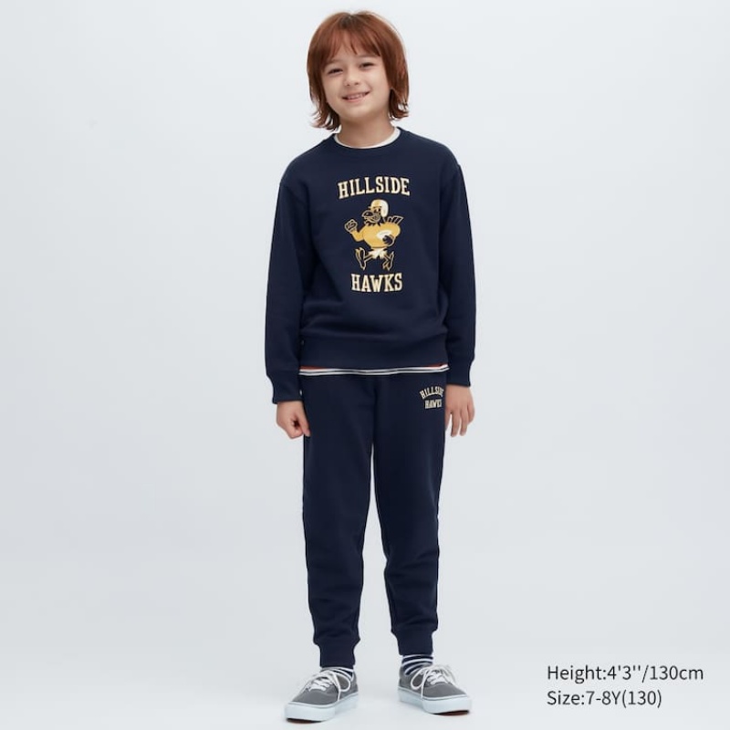 Kids' Uniqlo Ultra Stretch Printed Jogger Navy | CBAD-51480