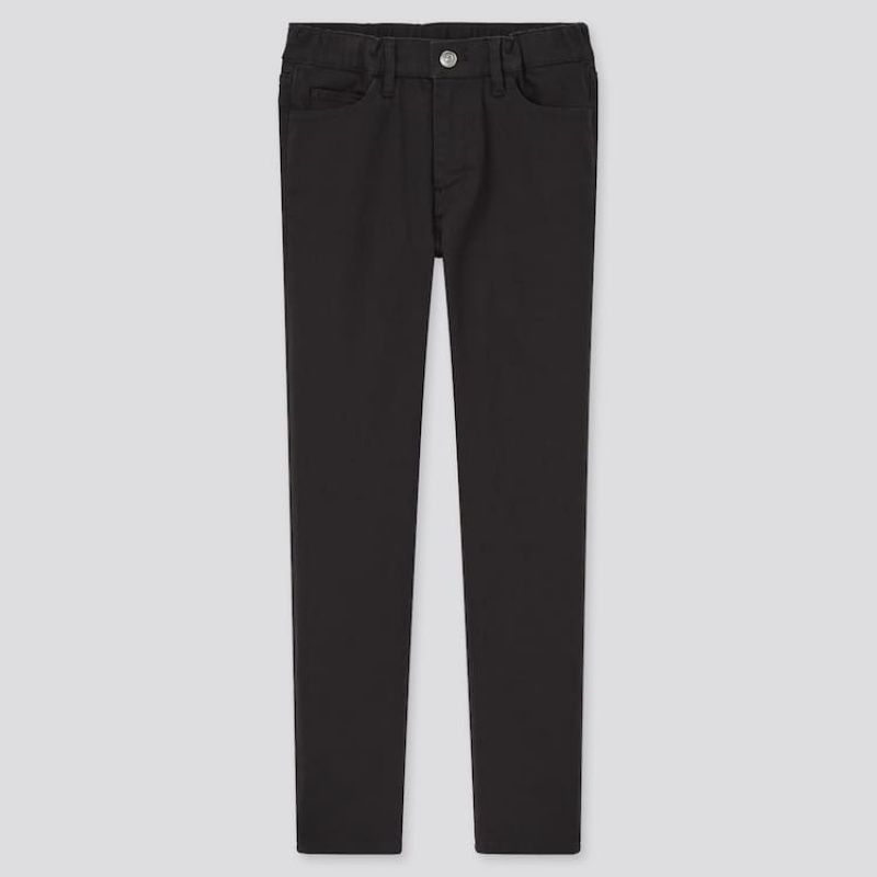 Kids\' Uniqlo Ultra Stretch Slim Fit (2021 Season) Trousers Black | ZDWP-34910